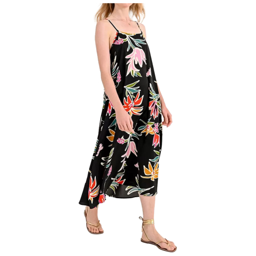 MOLLY BRACKEN abito donna sottoveste nero fantasia multicolor over LA1104CCP 100% poliestere