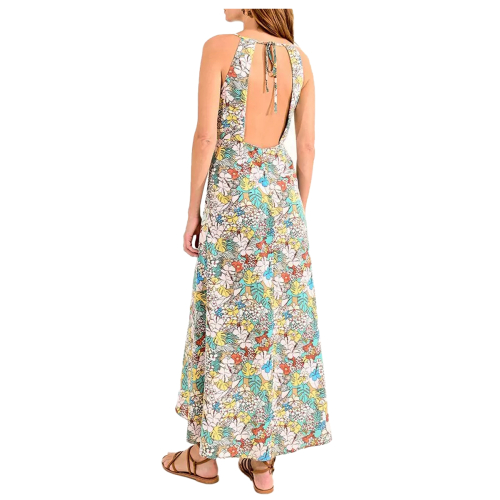 MOLLY BRACKEN women's dress with aqua/yellow floral pattern straps LA1309CE 100% polyester