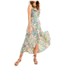 MOLLY BRACKEN women's dress with aqua/yellow floral pattern straps LA1309CE 100% polyester