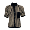 ATOMOFACTORY polo camicia uomo aperta blu righe beige ATF019 100% cotone MADE IN ITALY