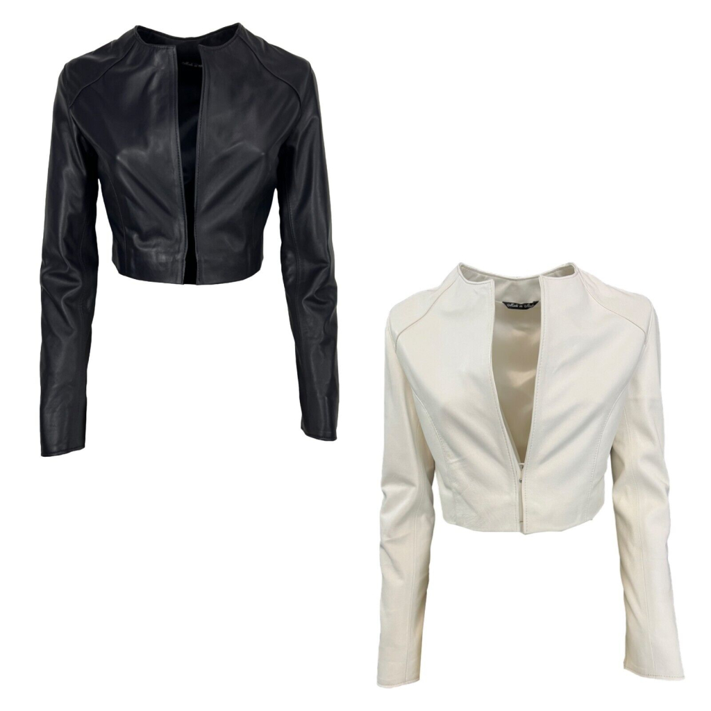 SOMETHING SPECIAL COLLECTION short leather jacket BOLERO 100% leather MADE IN ITALY