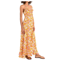 MOLLY BRACKEN abito donna lungo spalline fantasia floreale giallo/arancio LA70ACP 100% poliestere