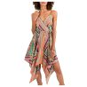 MOLLY BRACKEN women's dress with multicolor scarf print straps N264CE 100% polyester