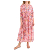 MOLLY BRACKEN oversized women's dress with pink floral pattern ZR138CE 100% cotton