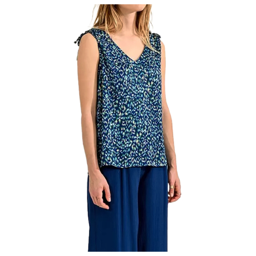 MOLLY BRACKEN women's blue patterned top LA211DCP 100% polyester