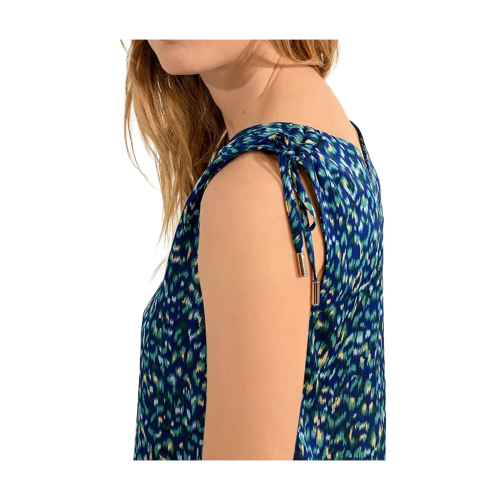 MOLLY BRACKEN women's blue patterned top LA211DCP 100% polyester