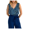 MOLLY BRACKEN women's blue patterned top LA211DCP 100% polyester