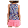 MOLLY BRACKEN women's blue flared top with cashmere pattern R1574BCP 100% polyester