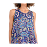 MOLLY BRACKEN women's blue flared top with cashmere pattern R1574BCP 100% polyester