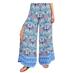 MOLLY BRACKEN pantalone donna palazzo fantasia turchese multicolor LA1484ACE 100% poliestere