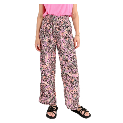 MOLLY BRACKEN pantalone donna palazzo stampa palme rosa/nero LAHS116A CP 100% poliestere