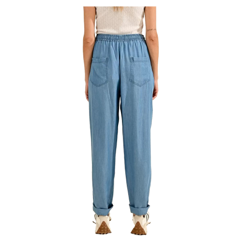MOLLY BRACKEN women's light blue lyocell trousers Z463CE 100% lyocell