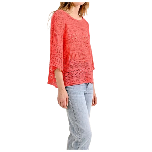 MOLLY BRACKEN maglia donna crop traforata N240CE 75% acrilico 25% poliammide