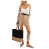 MOLLY BRACKEN beige/black women's bag in paper straw H153CE 100% paper