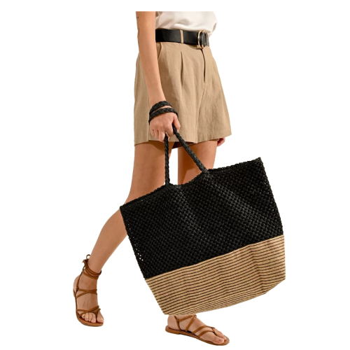 MOLLY BRACKEN beige/black women's bag in paper straw H153CE 100% paper