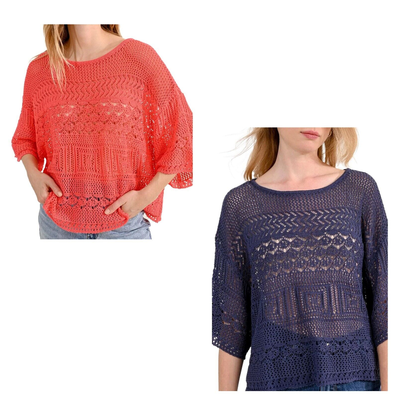 MOLLY BRACKEN maglia donna crop traforata N240CE 75% acrilico 25% poliammide