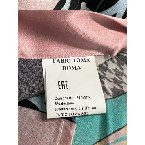FABIO TOMA camicia seta elasticizzata fantasia nero/rosa/acqua REGULAR DES Z135 MADE IN ITALY