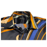 FABIO TOMA camicia seta elasticizzata fantasia nero/arancio/bluette  REGULAR FLUID TRE MADE IN ITALY