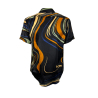 FABIO TOMA camicia seta elasticizzata fantasia nero/arancio/bluette  REGULAR FLUID TRE MADE IN ITALY