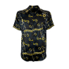 FABIO TOMA black/yellow patterned stretch silk shirt REGULAR IMBRIGLIATO MADE IN ITALY