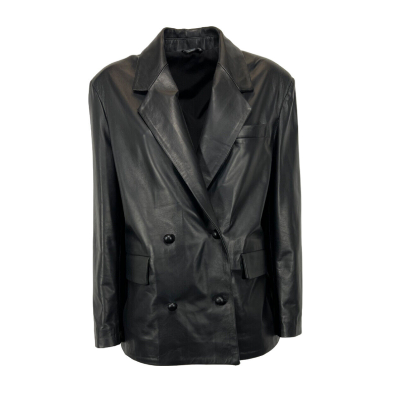 SOMETHING SPECIAL COLLECTION women's black leather over jacket OVER JACKET MADE IN ITALY