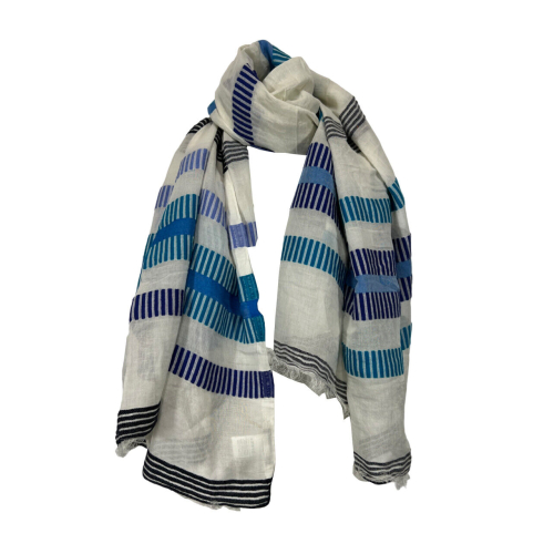 LA FEE MARABOUTEE women's scarf with multicolor stripes pattern VOLUMES MADE IN INDIA
