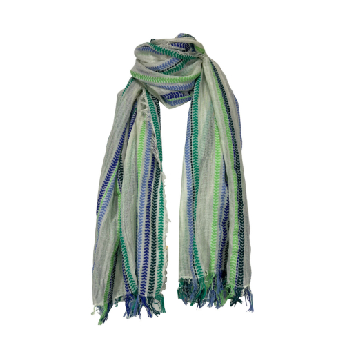 LA FEE MARABOUTEE women's scarf with multicolor striped pattern VOLE MADE IN INDIA