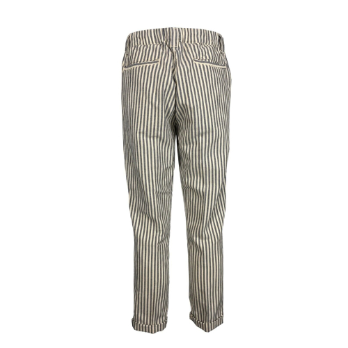 MOLO ELEVEN men's ecru/blue striped trousers CHELSEA 56455 cotton and linen