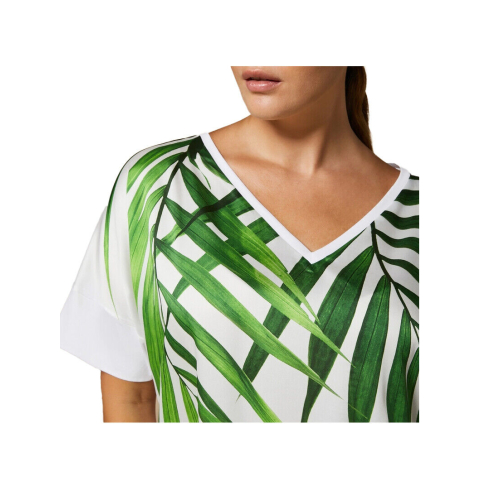 MARINA SPORT by Marina Rinaldi white women's t-shirt with green print 2418971017600 EDAM
