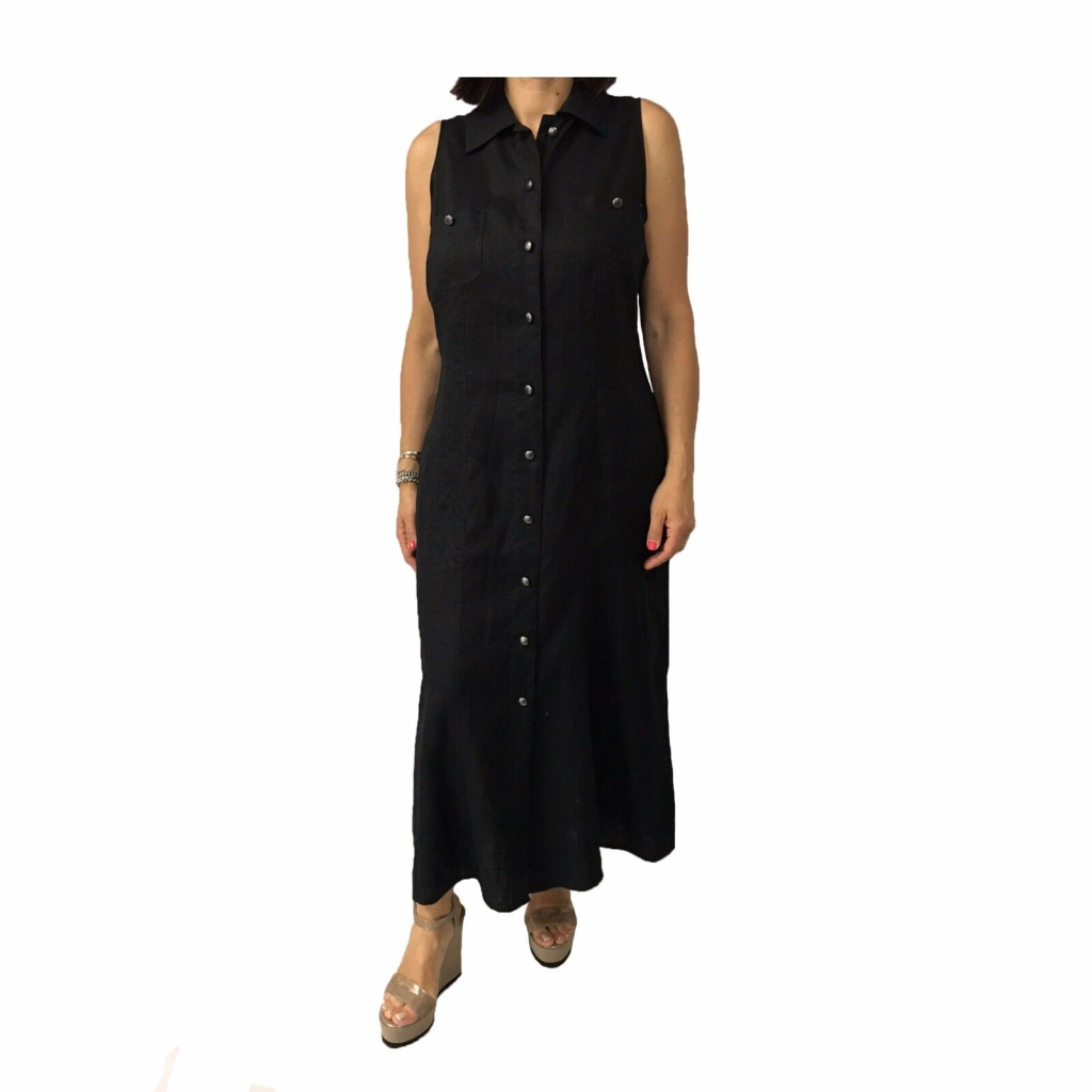 ELENA MIRO black women dress with buttons 100% linen