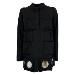 TADASHI giacca donna felpa garzata nera P246044 95% cotone 5% elastan MADE IN ITALY