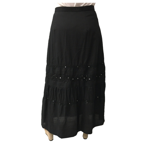 ELENA MIRO gonna donna lunga nera con specchietti 100% cotone
