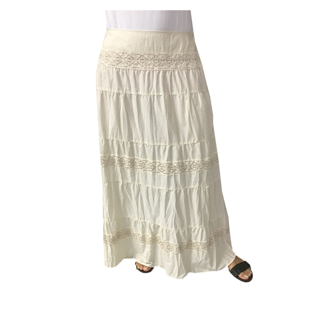 ELENA MIRO gonna lunga donna avorio 100% cotone ELENA MIRO gonna lunga donna avorio 100% cotone