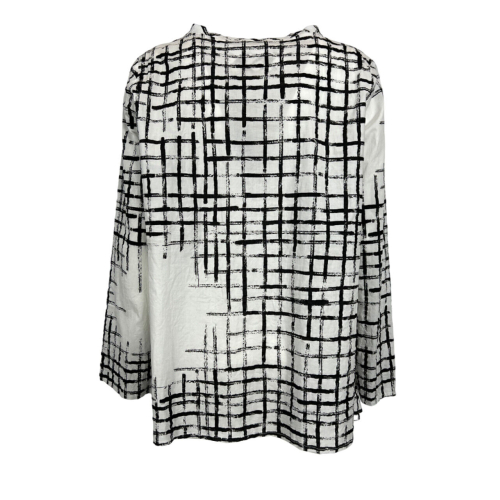 TADASHI women's flared blouse with white/black checked pattern P242110 100% cotton MADE IN ITALY