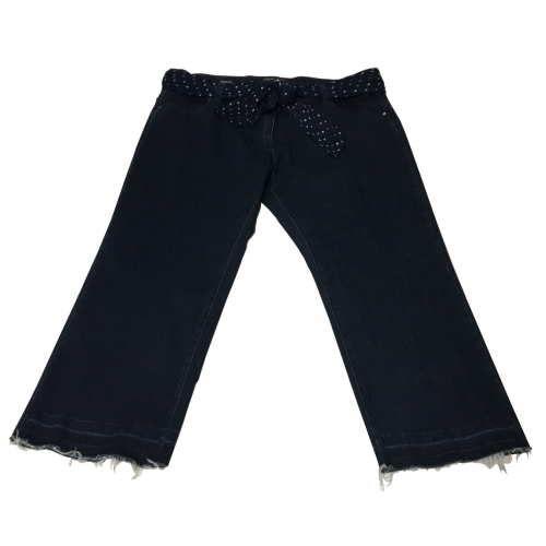 ELENA MIRO dark blue jeans with zip and scarf REGULAR fit
