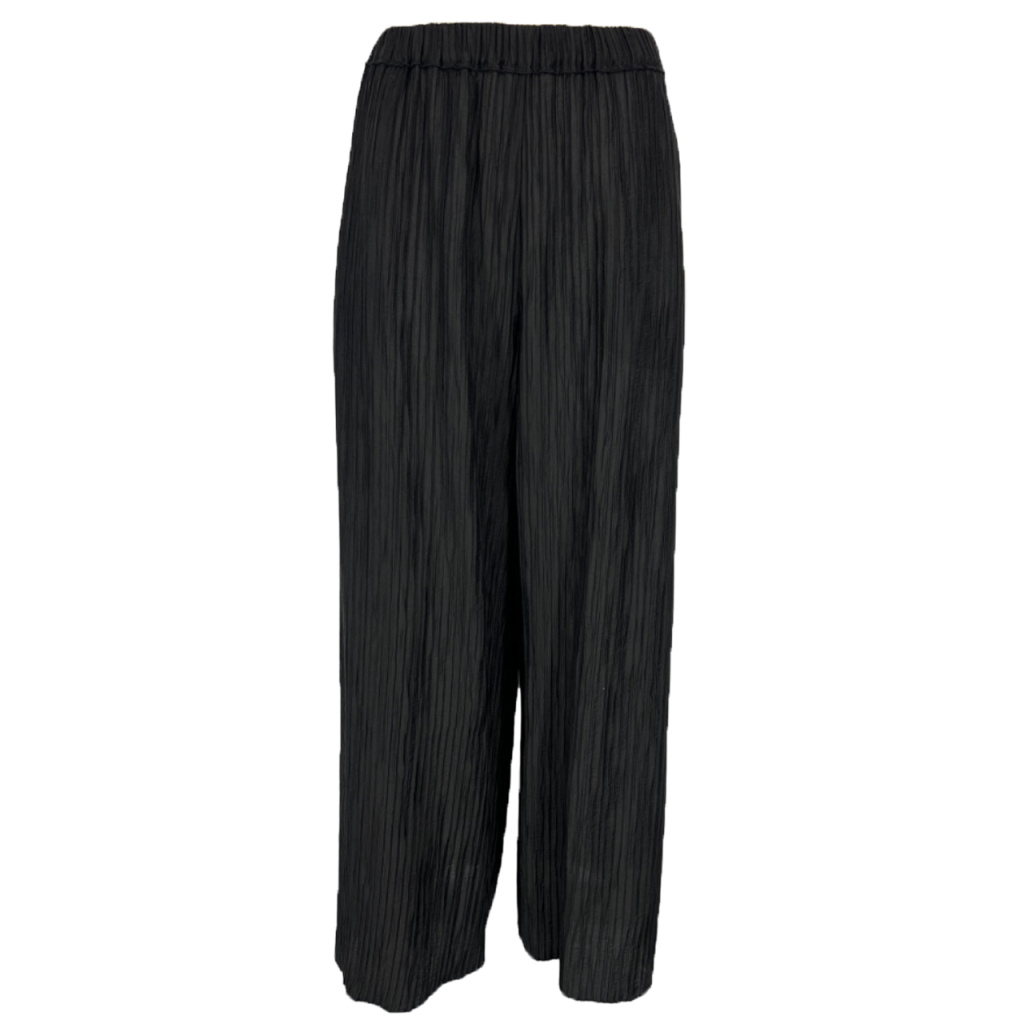 TADASHI women's black pleated palazzo trousers P245013 MADE IN ITALY