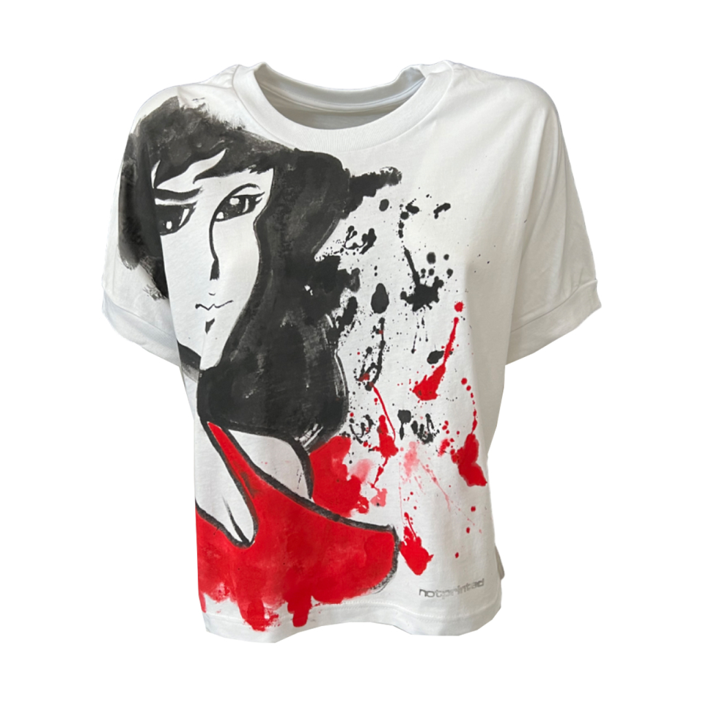 NOTPRINTED white hand-painted box t-shirt FUJIKO 100% cotton MADE IN ITALY