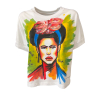 NOTPRINTED white hand-painted box t-shirt FRIDA 100% cotton MADE IN ITALY