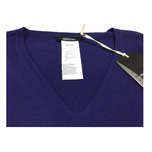 ELENA MIRO' violet v-neck woman knit with long slits