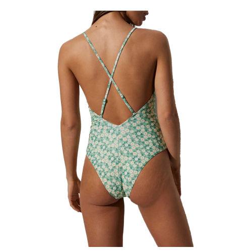 YSABEL MORA women's one-piece swimsuit with green floral pattern