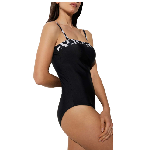 YSABEL MORA black one-piece swimsuit with white/black application 82566