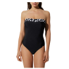 YSABEL MORA black one-piece swimsuit with white/black application 82566