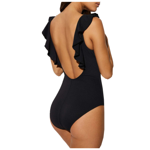 copy of YSABEL MORA black one-piece swimsuit with white/black application 82566
