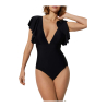 YSABEL MORA black one-piece women's swimsuit with ruffles 82691