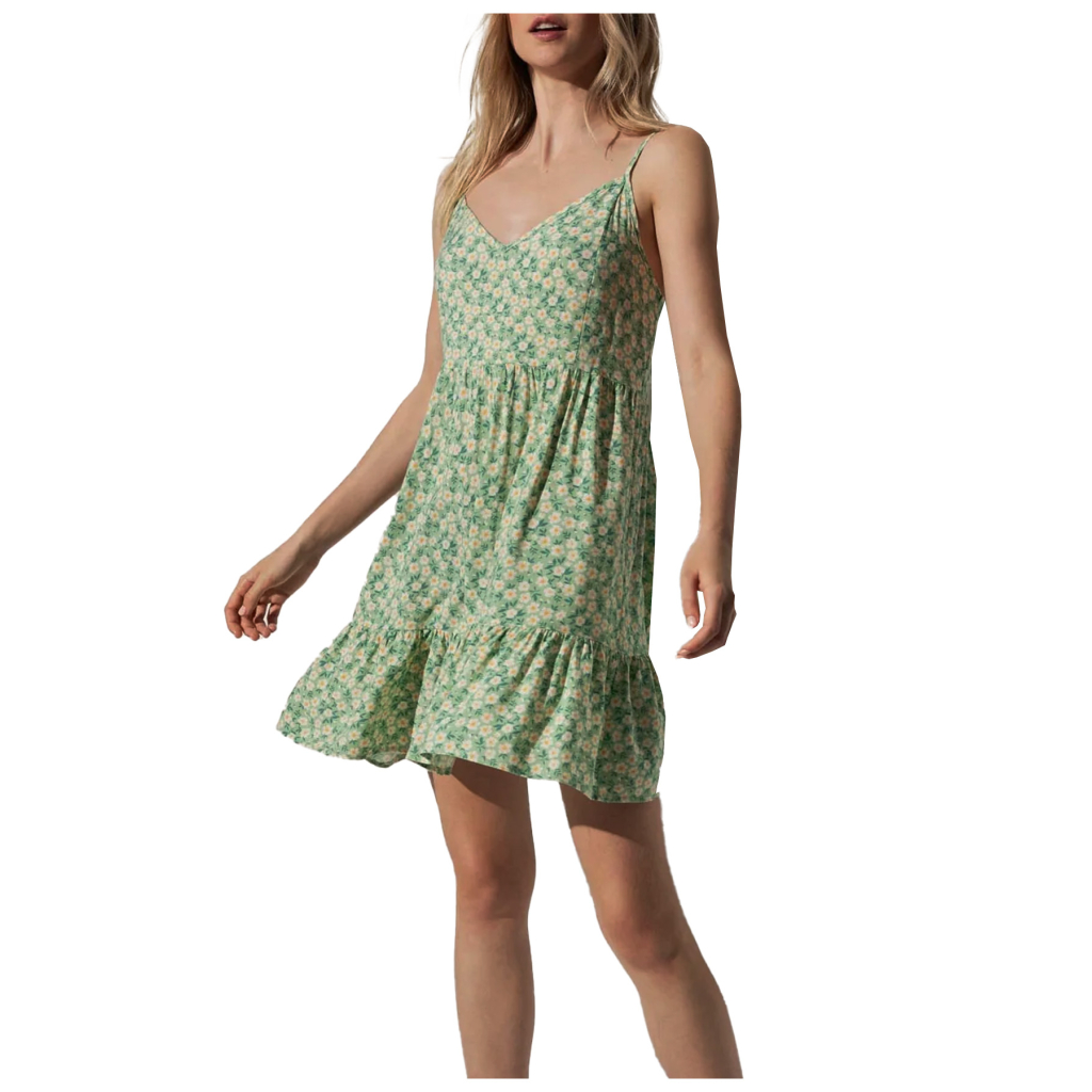 YSABEL MORA women's dress with green floral pattern straps 86005