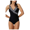 YSABEL MORA women's one-piece black swimsuit with white/black insert 82568