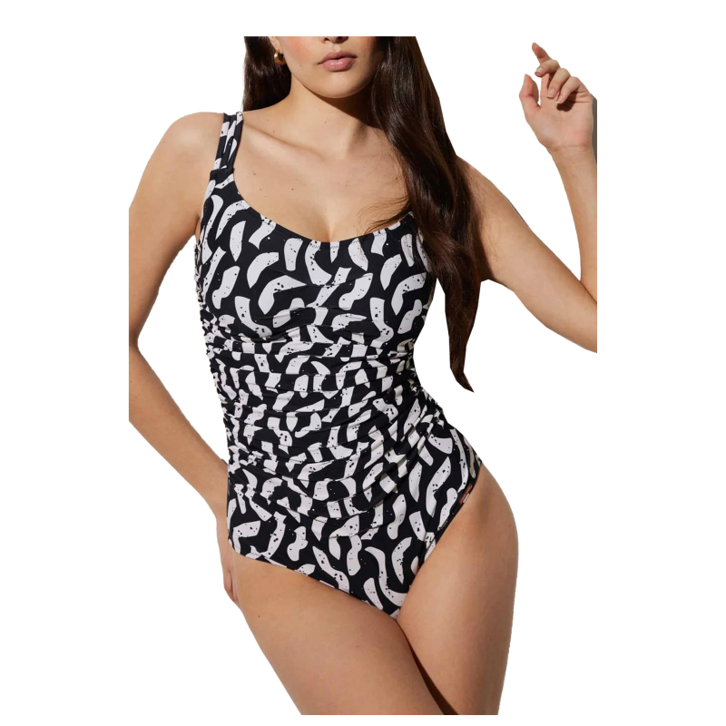 YSABEL MORA women's one-piece swimsuit cup D white/black pattern 82569