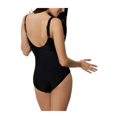 YSABEL MORA black E cup women's one-piece swimsuit with white/black patterned inserts 82570