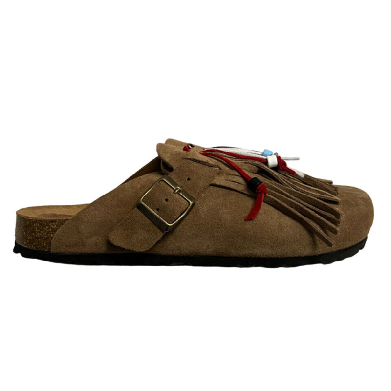 LAGOA  sabot uomo camoscio colore visone DANDARA+FRANGE SUEDE 100% pelle MADE IN ITALY