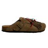 LAGOA men's sabot in mink colored suede DANDARA+FRINGE SUEDE 100% leather MADE IN ITALY